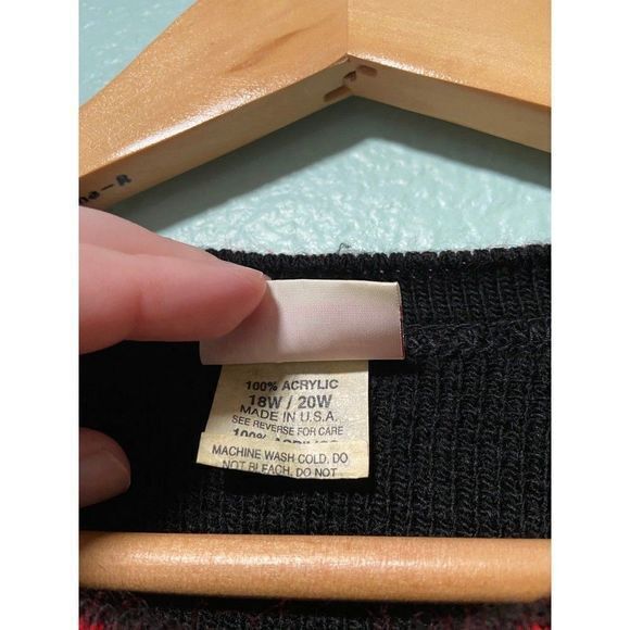 Holiday Time Vintage Women's Wreath‎ Black Sweater 18W/20W - Picture 7 of 9